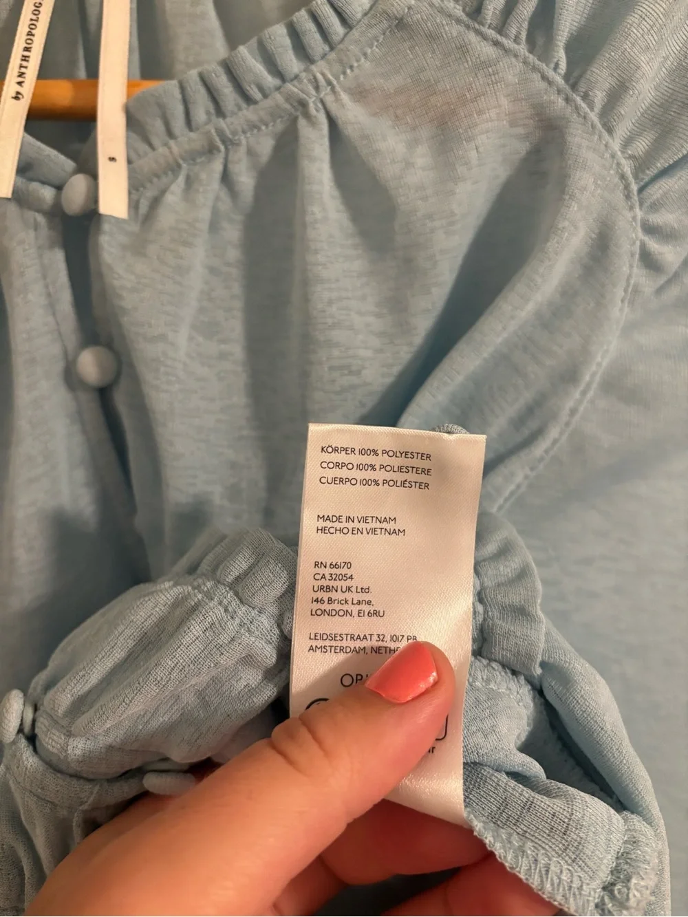 ANTHROPOLOGIE Long-Sleeve Femme Ruched Cropped Top Blue Mesh Small